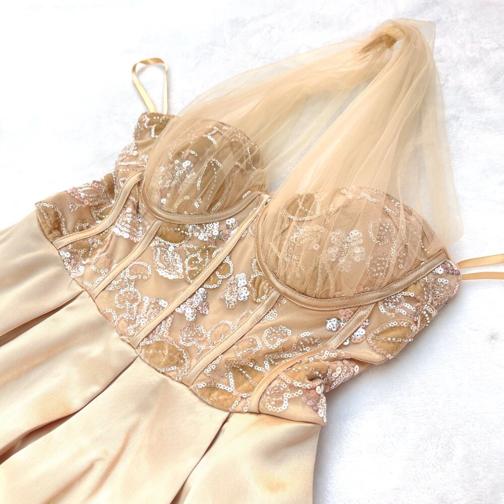 NWOT Faeriesty Sequin Top Strapless Champagne Gown Dress - Picture 3 of 11